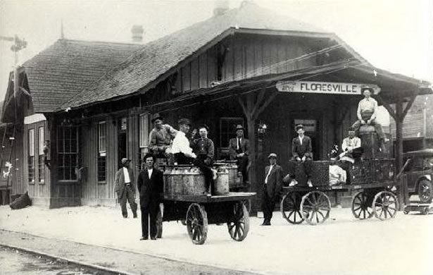 The San Antonio & Aransas Pass railroad depot in Floresville.