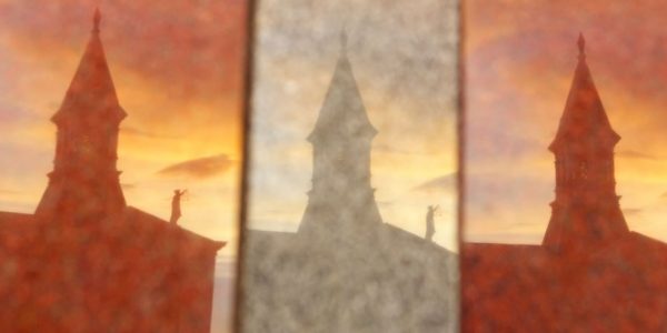 Reflection of Wilson County Courthouse in Floresville, Texas