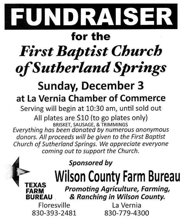 Fundraiser for the First Baptist Church of Sutherland Springs