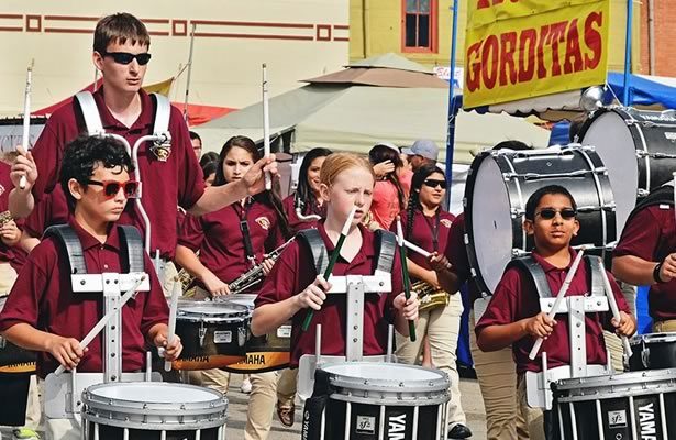 Floresville High School marching band at the Peanut Festival