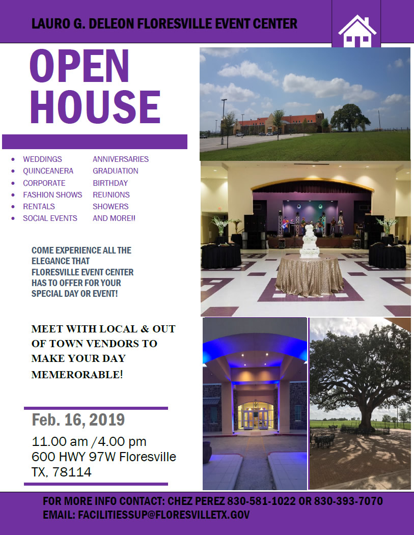 Event Center Open House February 16 2019 City Of Floresville Event Center Open House February 16 2019 City Of Floresville