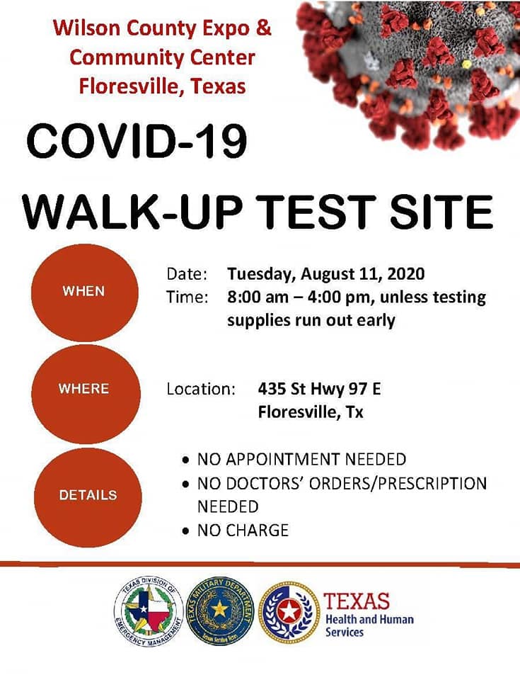 COVID-19 Free Walk-Up Test Site, Floresville, Texas