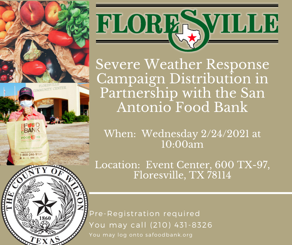 Food Bank distribution event in Floresville, Wednesday, February 24, 2021