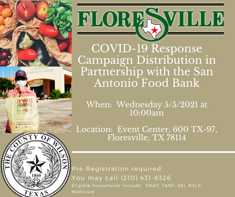 Food Bank distribution event in Floresville, Wednesday, May 5, 2021