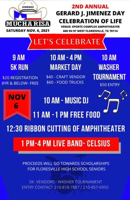 Second Annual Gerard J. Jimenez Day, Celebration of Life, November 6, 2021, Floresville, Texas