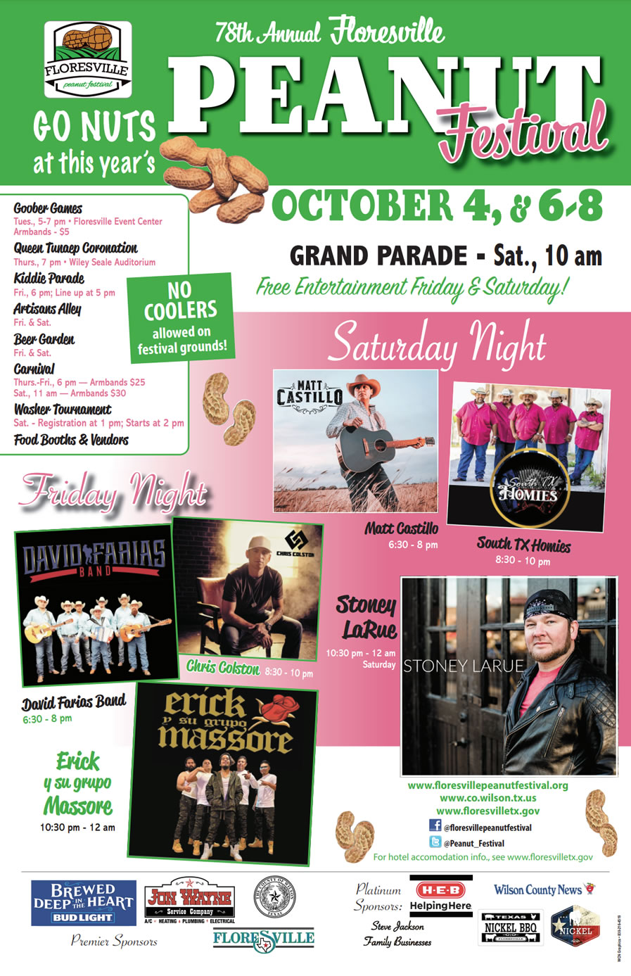 Floresville Peanut Festival, October 4 & 6-8, 2022