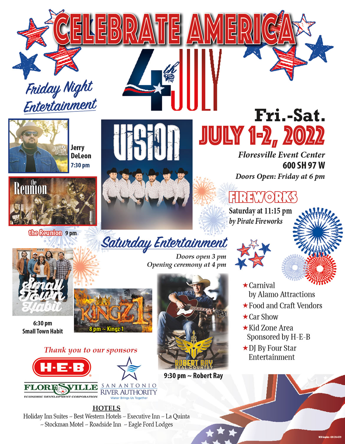 Celebrate America with us in Floresville, Texas! July 1-2, 2022