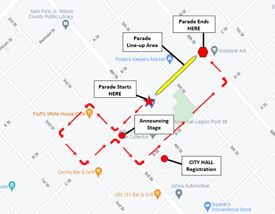 Floresville Christmas Parade Route, December 3, 2022