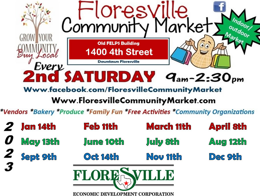 Floresville Community Market, Floresville, Texas, Every Second Saturday, Vendors, Bakery, Produce, Family Fun, Free Activities