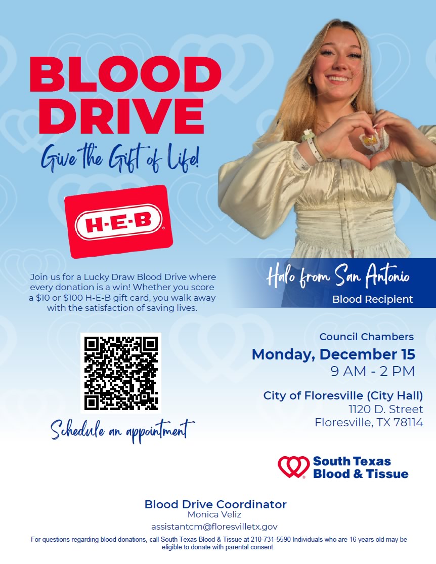 December 15, 2025: Floresville Blood Drive at City Hall