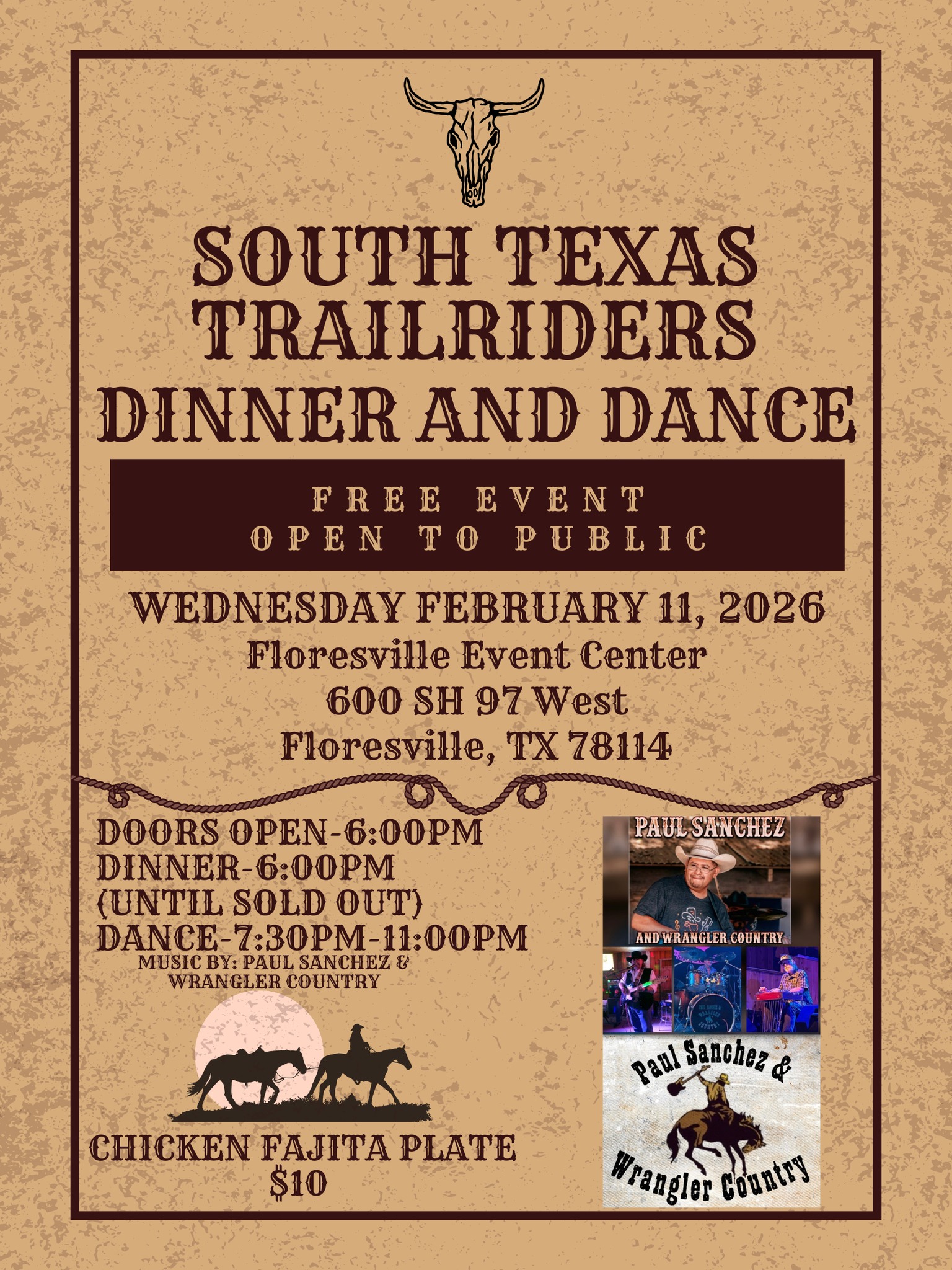 South Texas Trail Riders Dinner & Dance, February 11, 2026, Floresville, Texas Event Center