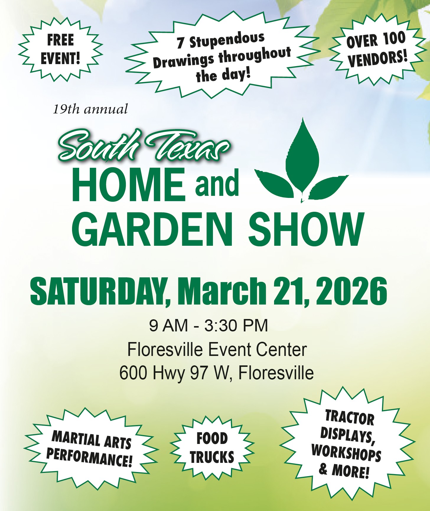 South Texas Home and Garden Show, March 21, 2026, Floresville, Texas Event Center