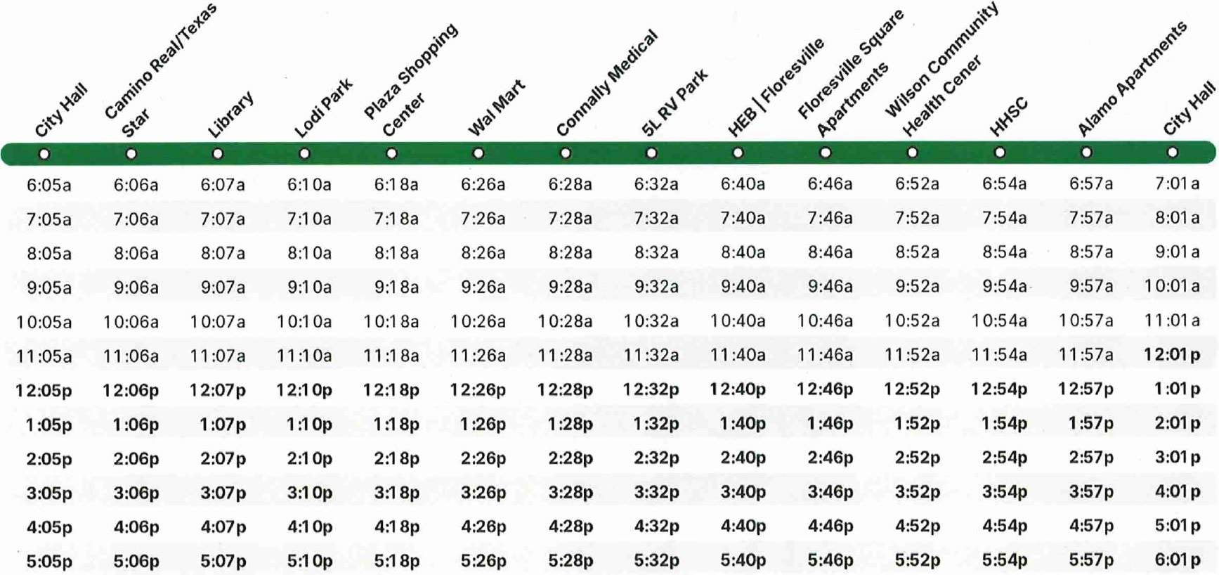 Floresville Connect Route Schedule